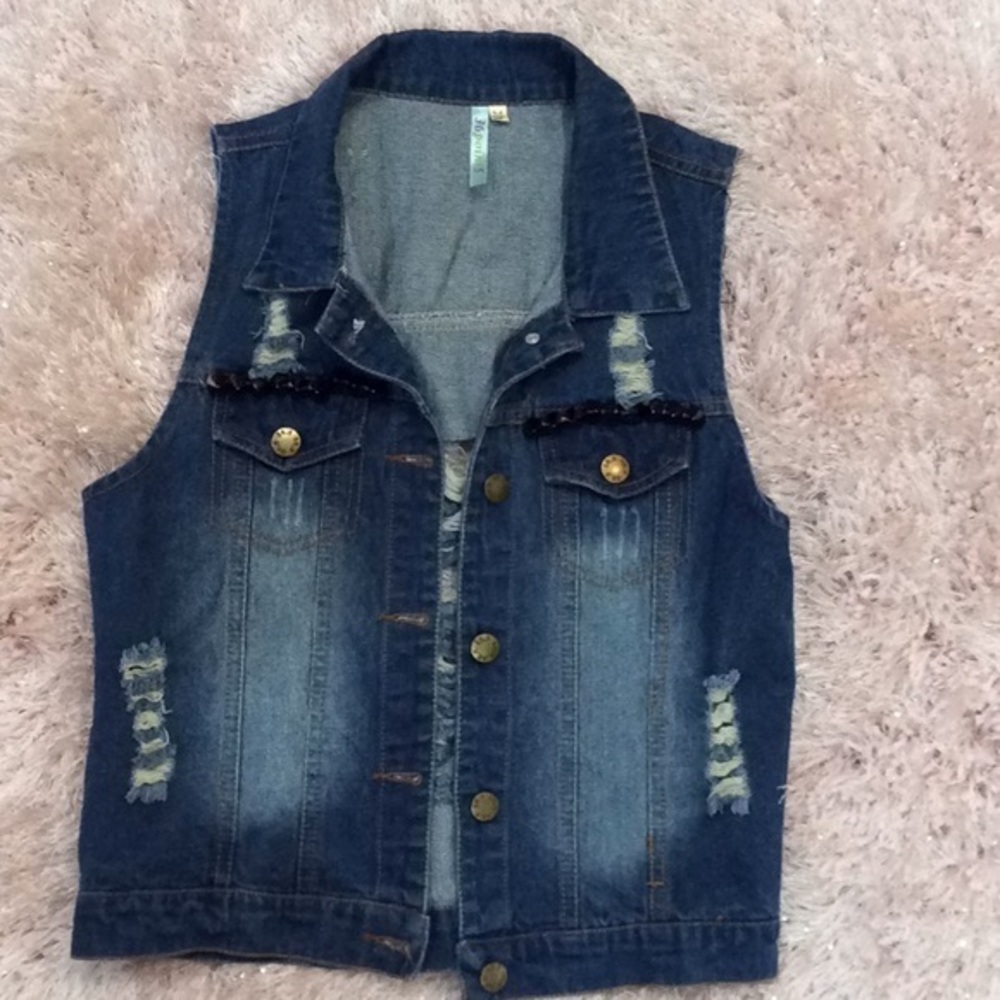 DENIM STUDDED VEST